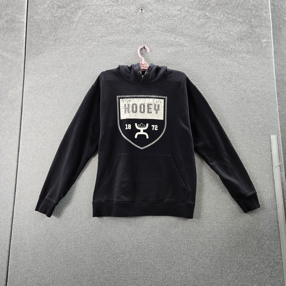 Hooey Men Hoodie L Black Graphic Fleece Logo Shield Casual‎ Long Sleeve